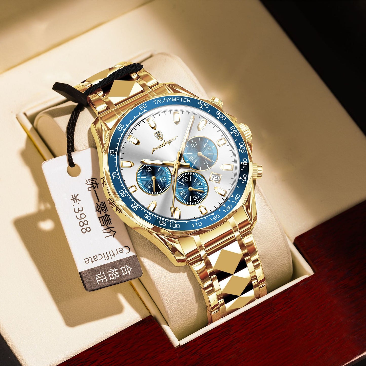 Swiss brand multifunctional men's watch steel band luminous quartz watch live foreign trade explosions a generation of hair