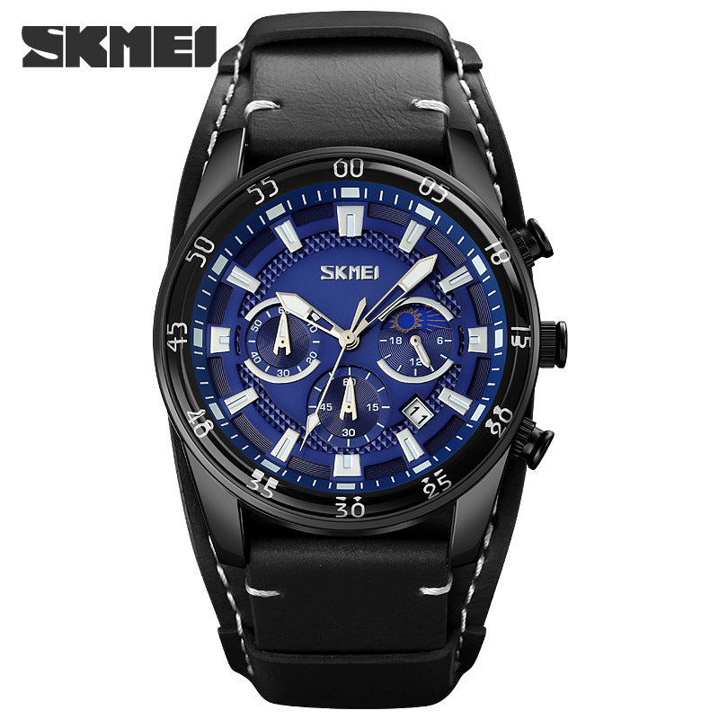 Mens Calendar Leather Strap Watch