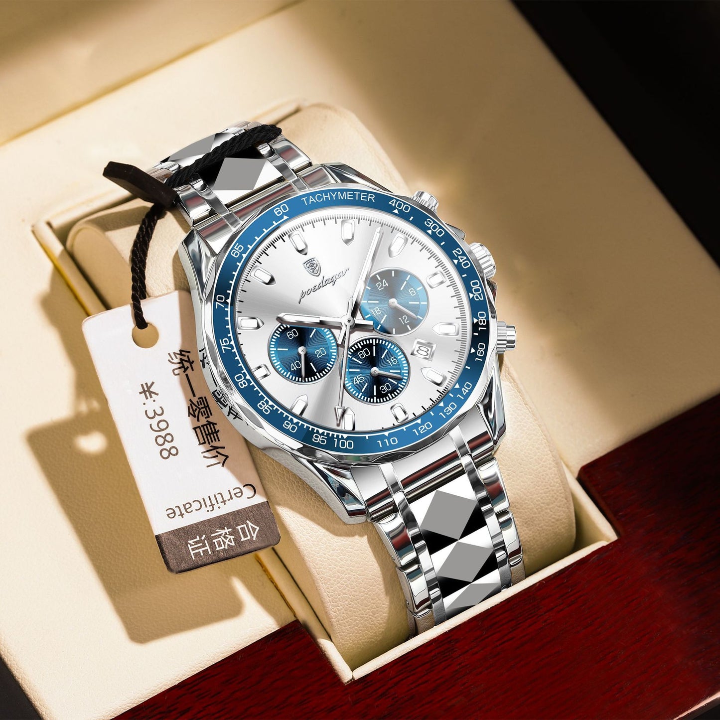 Swiss brand multifunctional men's watch steel band luminous quartz watch live foreign trade explosions a generation of hair
