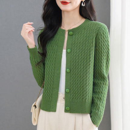 Womens Open Front Round Neck Sweater