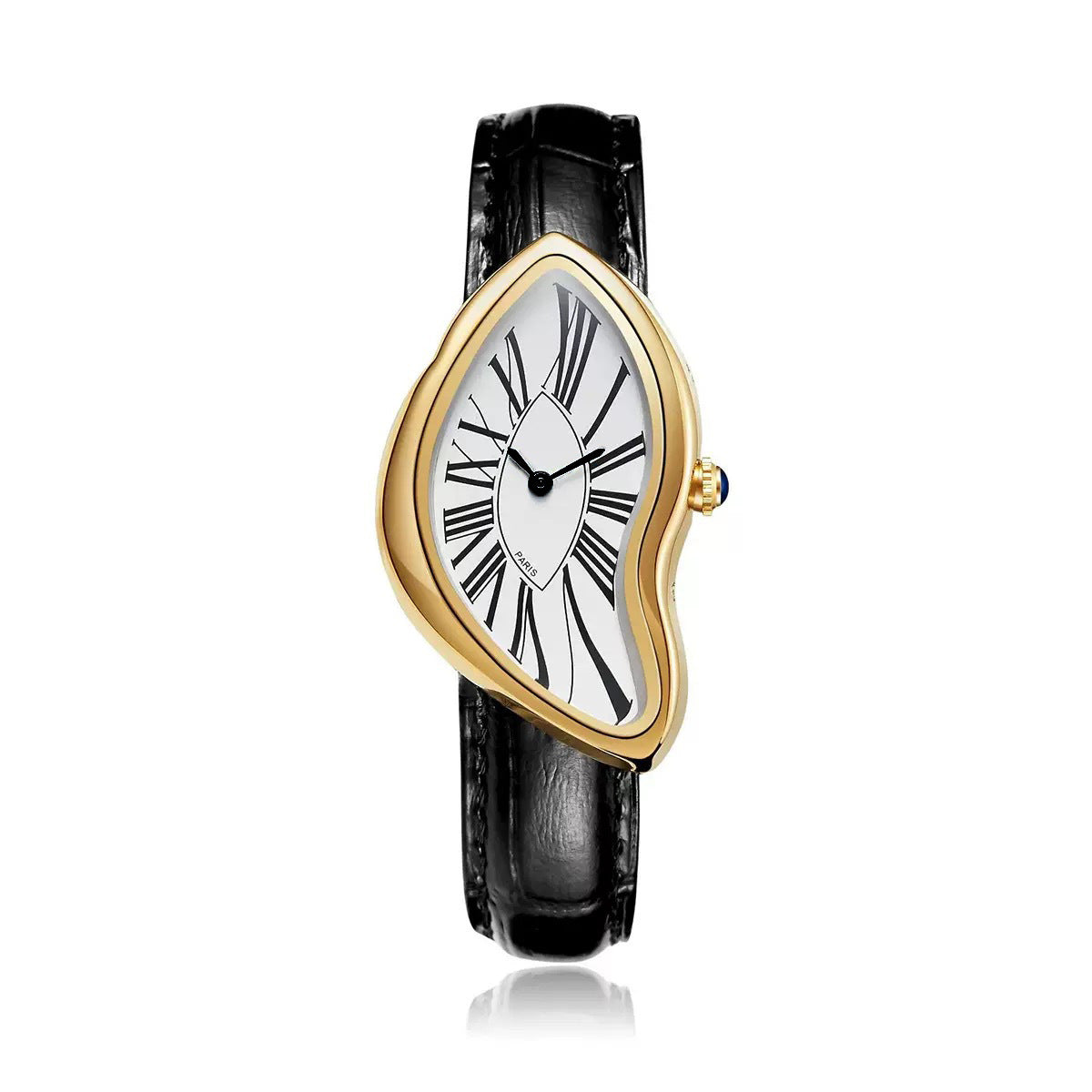Medieval Melted Twist Design Leather Strap Watch