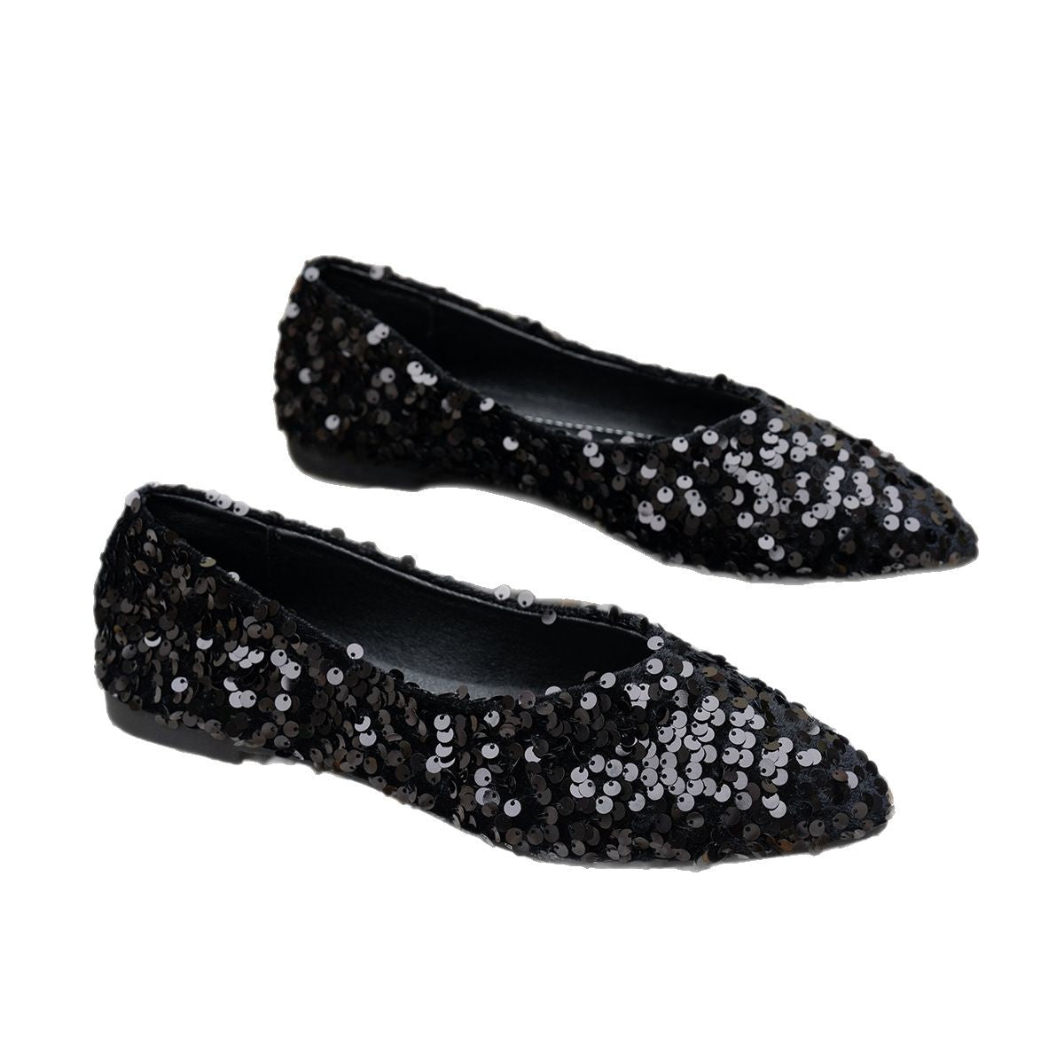 حذاء نسائي كاجوال ذو مقدمة مدببة وفتحة أمامية ضحلة ونعل مسطح، موديل 2025