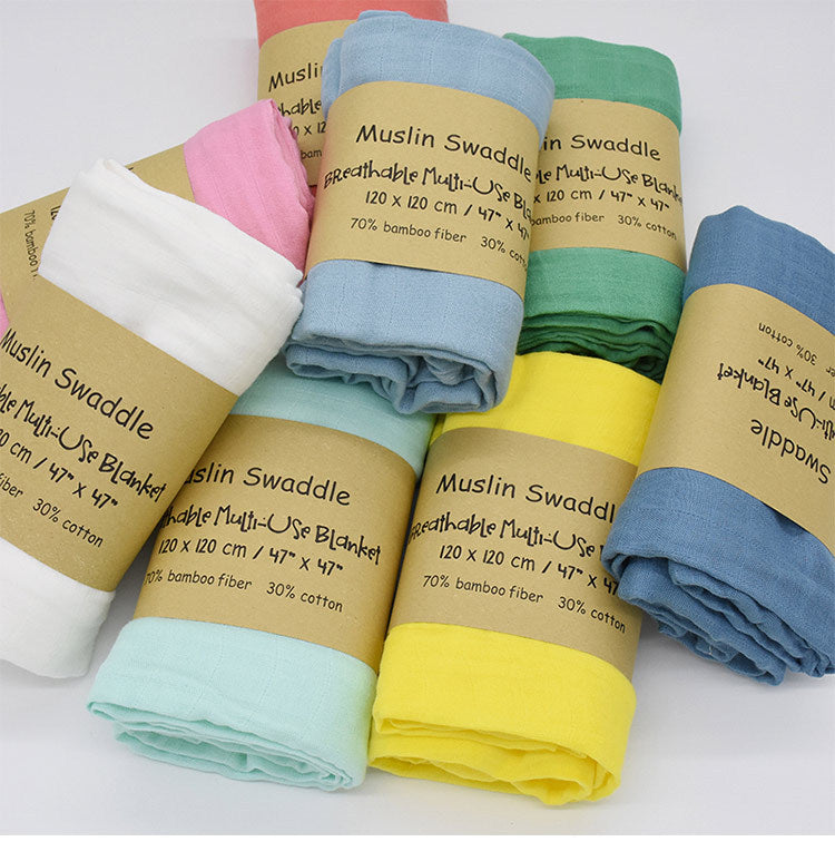 Bamboo Cotton Solid Color Double-layer Gauze Newborn Bath Towel Gro-bag Summer Thin