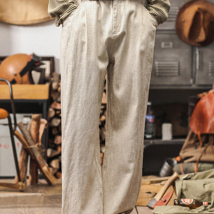 Mens Vintage Linen Casual Pants