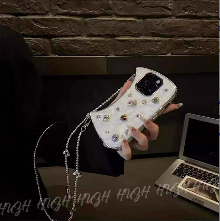 Sparkling Diamond Electroplating Phone Case with Hand Strap