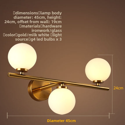 Nordic Glass Wall Lamp with Gold Electroplated Finish