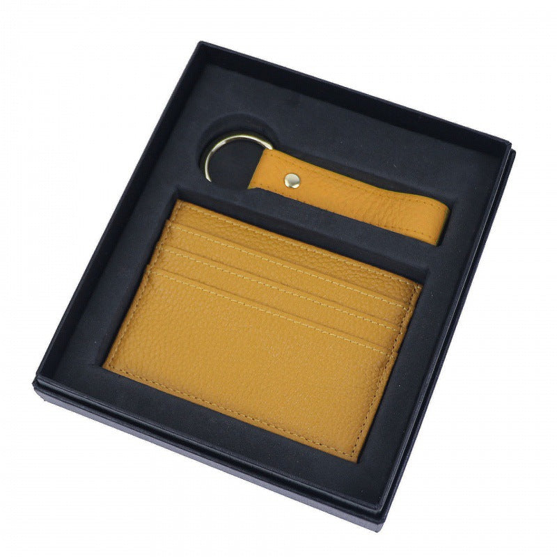 Genuine Leather Creative Leather Keychain Certificate Card Holder