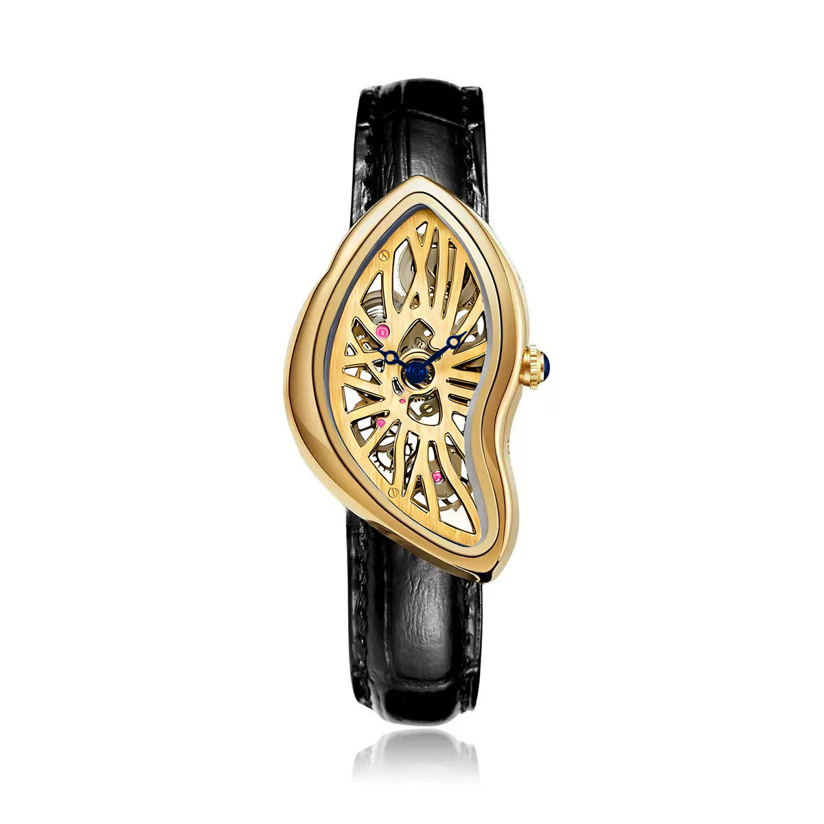 Medieval Melted Twist Design Leather Strap Watch