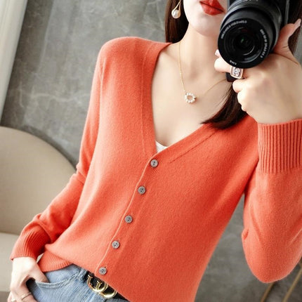 Womens V-Neck Knit Cardigan