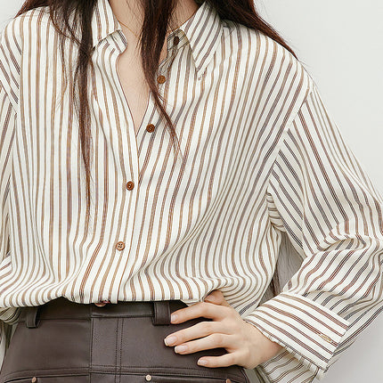 Womens Striped Cotton Blend Shirt