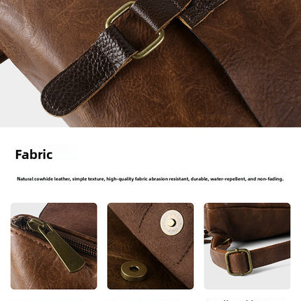Vintage PU Leather Backpack with Multiple Pockets