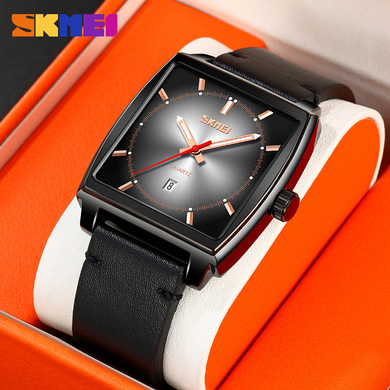 Men's Luminous Water Resistant Leather Strap Quartz Watch