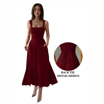 Elegant Square Neck Chiffon Dress