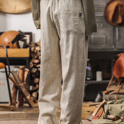 Mens Vintage Linen Casual Pants