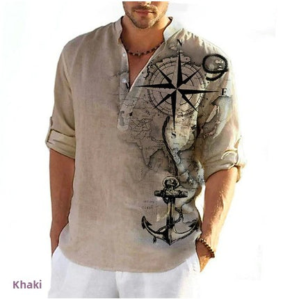 Summer Printed Stand Collar Shirt