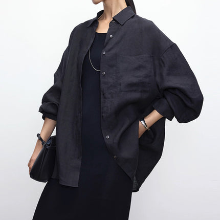 Women's Linen Shirt Long Sleeve Relaxed Fit
