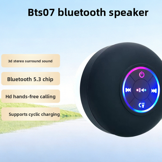 Waterproof Bluetooth Speaker with LED Light and Suction Cup
