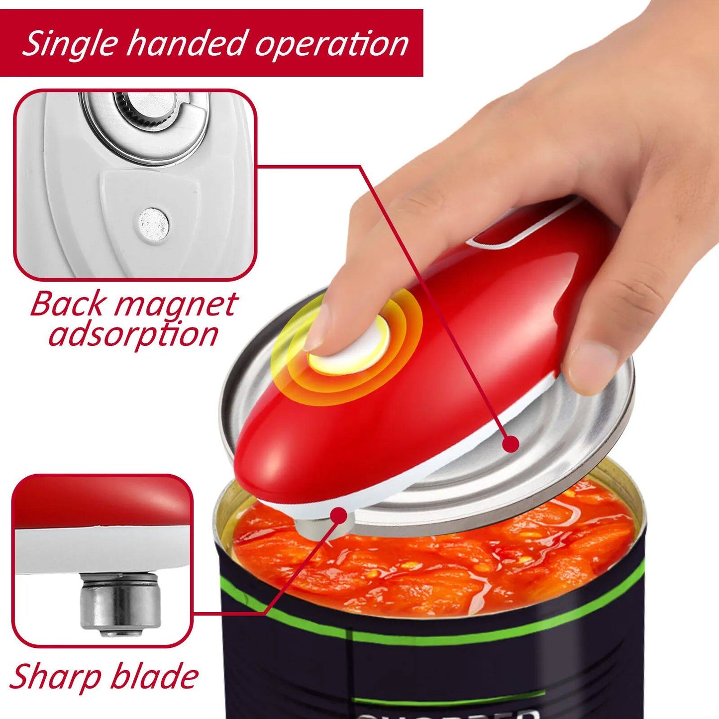Portable Electric Can Opener with Smooth Edge