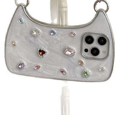 Sparkling Diamond Electroplating Phone Case with Hand Strap