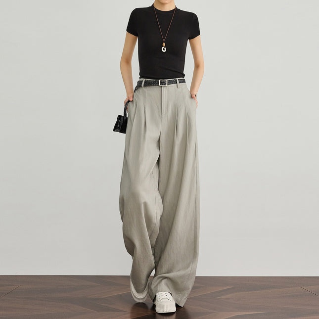 Womens Tencel Linen Wide Leg Pants