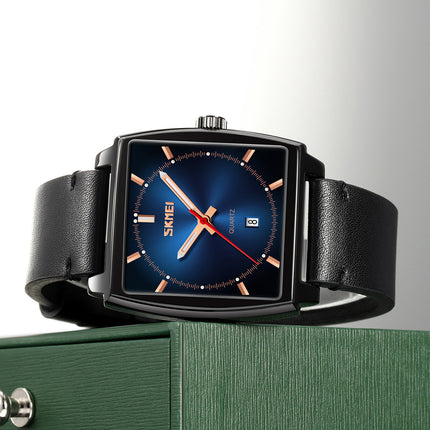 Men's Luminous Water Resistant Leather Strap Quartz Watch