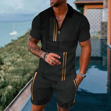Lapel short-sleeve casual men's pullover