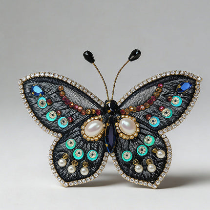 Embroidered Butterfly Rhinestone Hair Clip