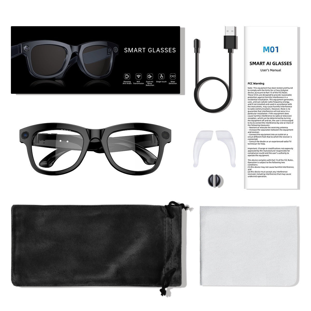 AI Camera Smart Glasses with Bluetooth and Translation