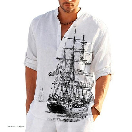 Summer Printed Stand Collar Shirt