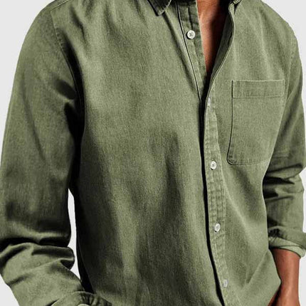 Cotton Button Men's Long Sleeve Shirt