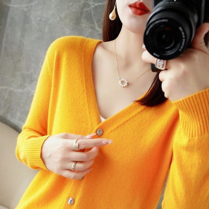 Womens V-Neck Knit Cardigan