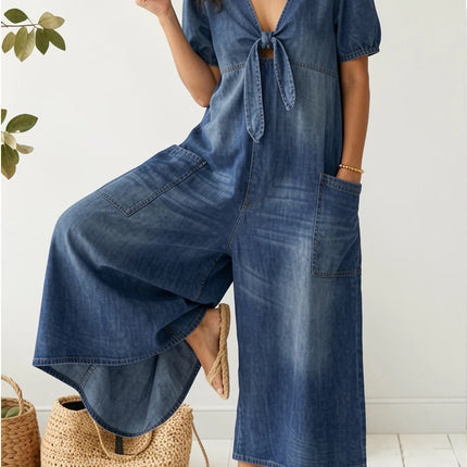 Womens Denim V-Neck Casual Dress