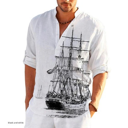 Summer Printed Stand Collar Shirt