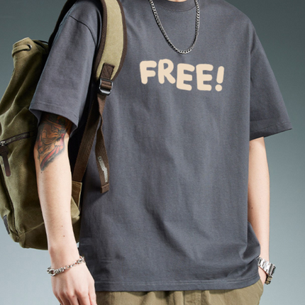 Heavyweight Cotton Short Sleeve T-Shirt Men Casual Printed Tee