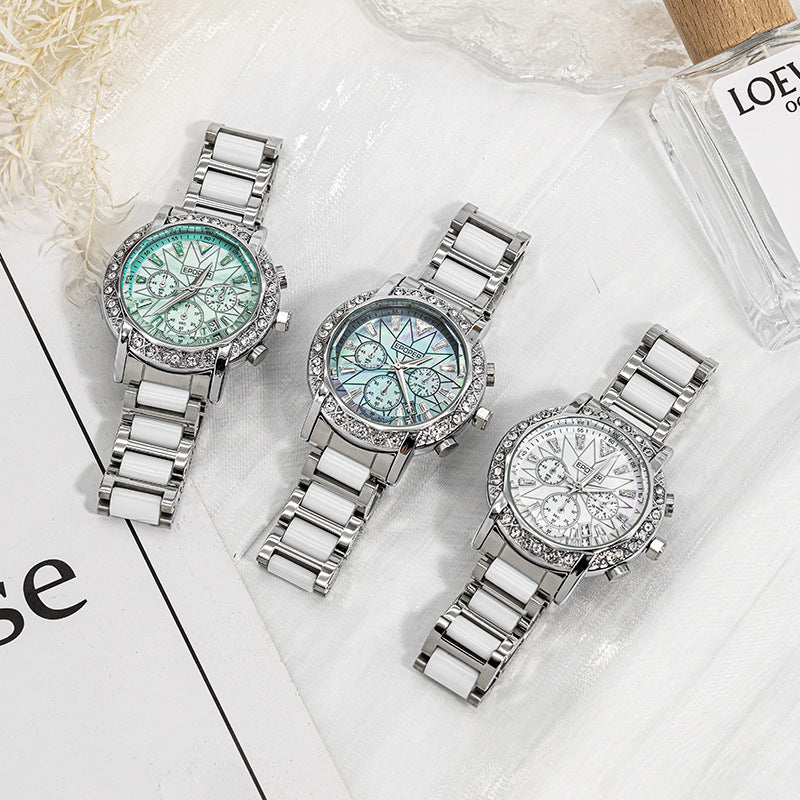 Women's Diamond Accent Mother-of-Pearl Dial Quartz Watch