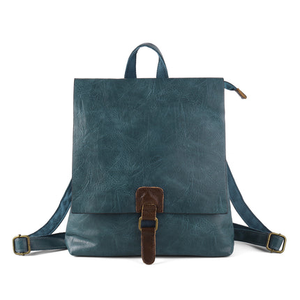 Vintage PU Leather Backpack with Multiple Pockets