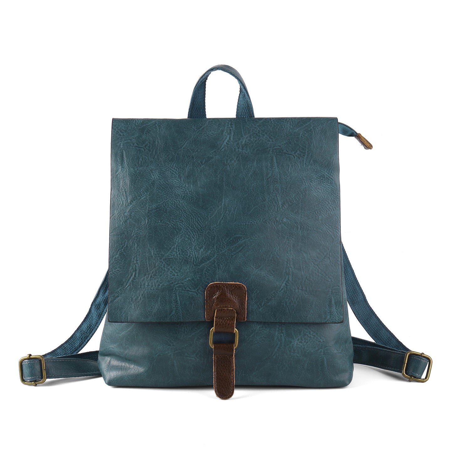 Vintage PU Leather Backpack with Multiple Pockets