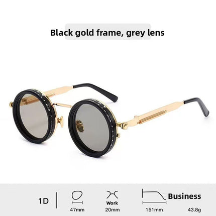 Adjustable Polarized Sunglasses Steampunk Round Metal Frame