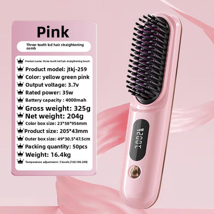 charging wireless straight hair comb comb curly hair artifact curling straight dual-purpose lazy travel portable