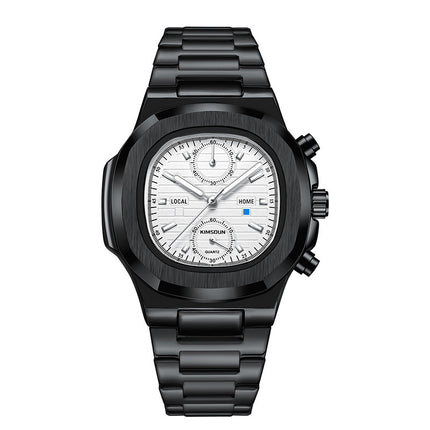 Multifunctional Mens Quartz Watch with Stainless Steel Strap