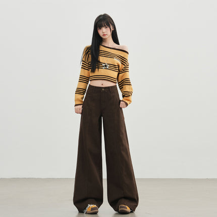 Womens Wide Leg Denim Trousers