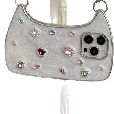 Sparkling Diamond Electroplating Phone Case with Hand Strap