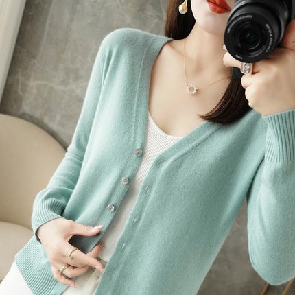 Womens V-Neck Knit Cardigan