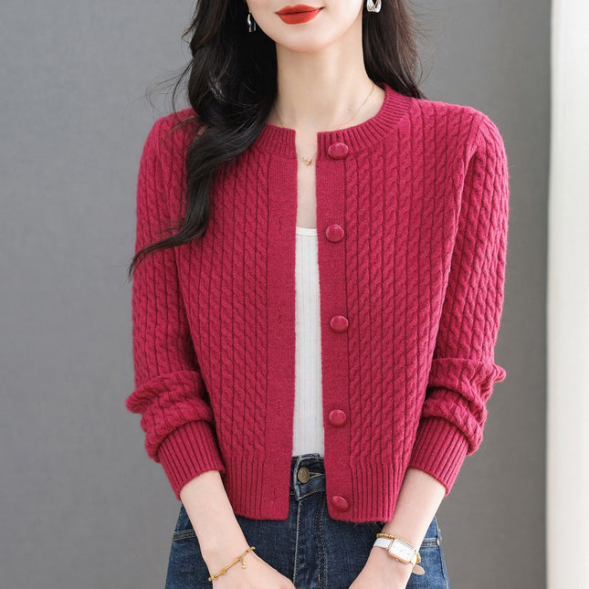 Womens Open Front Round Neck Sweater