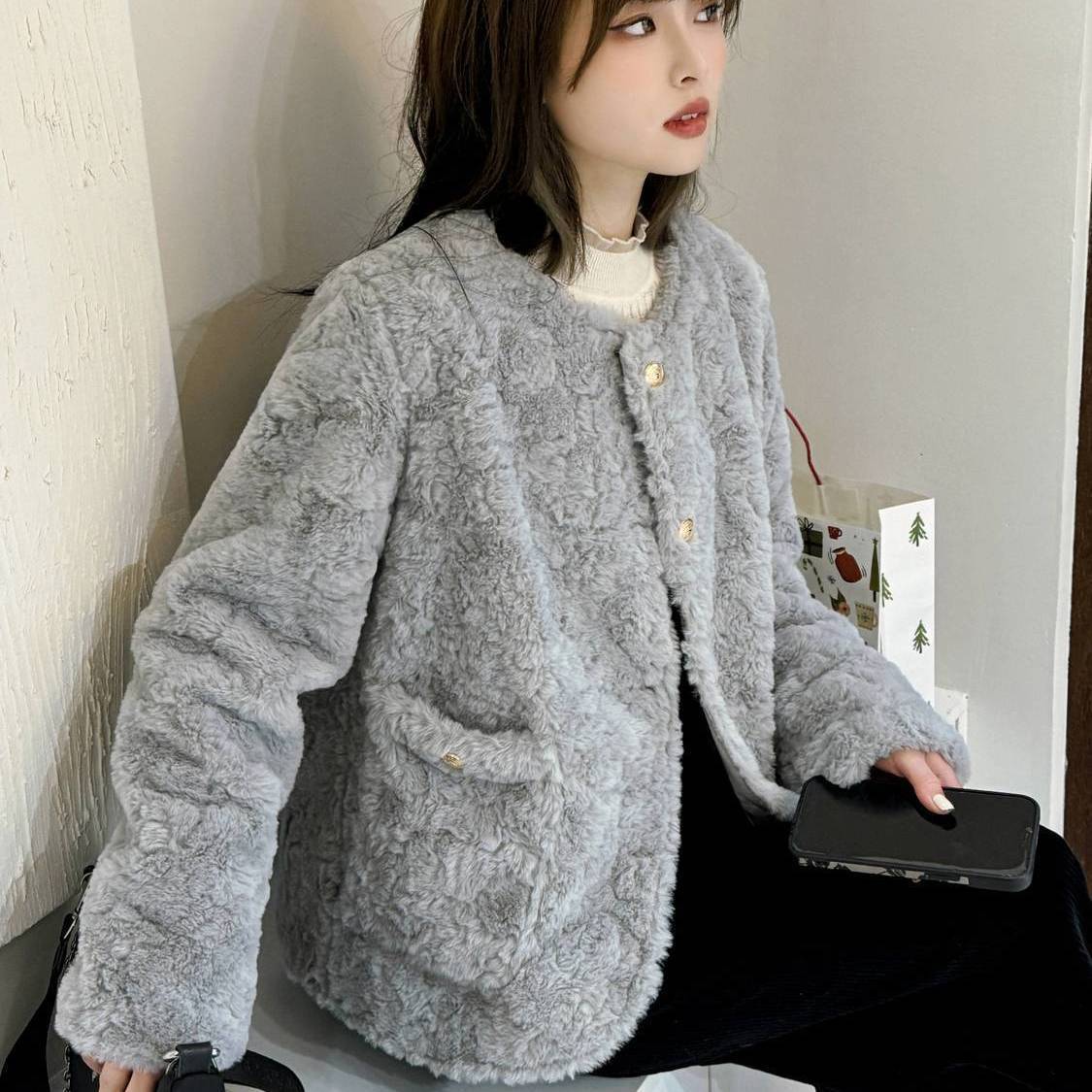 Loosefitting Singlebreasted Padded Cotton Coat