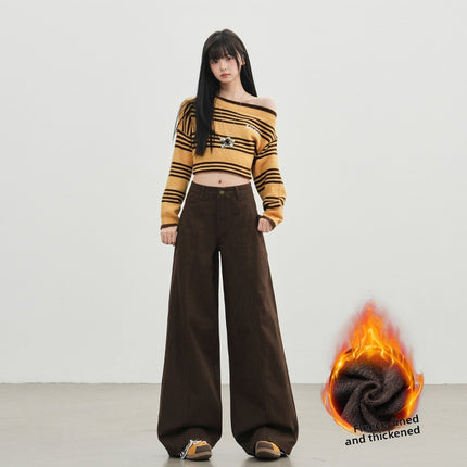 Womens Wide Leg Denim Trousers