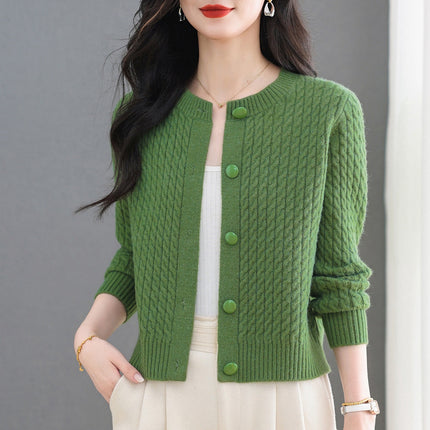 Womens Open Front Round Neck Sweater