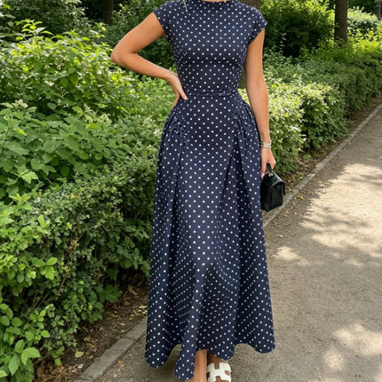 Polka Dot High Waist A-Line Dress