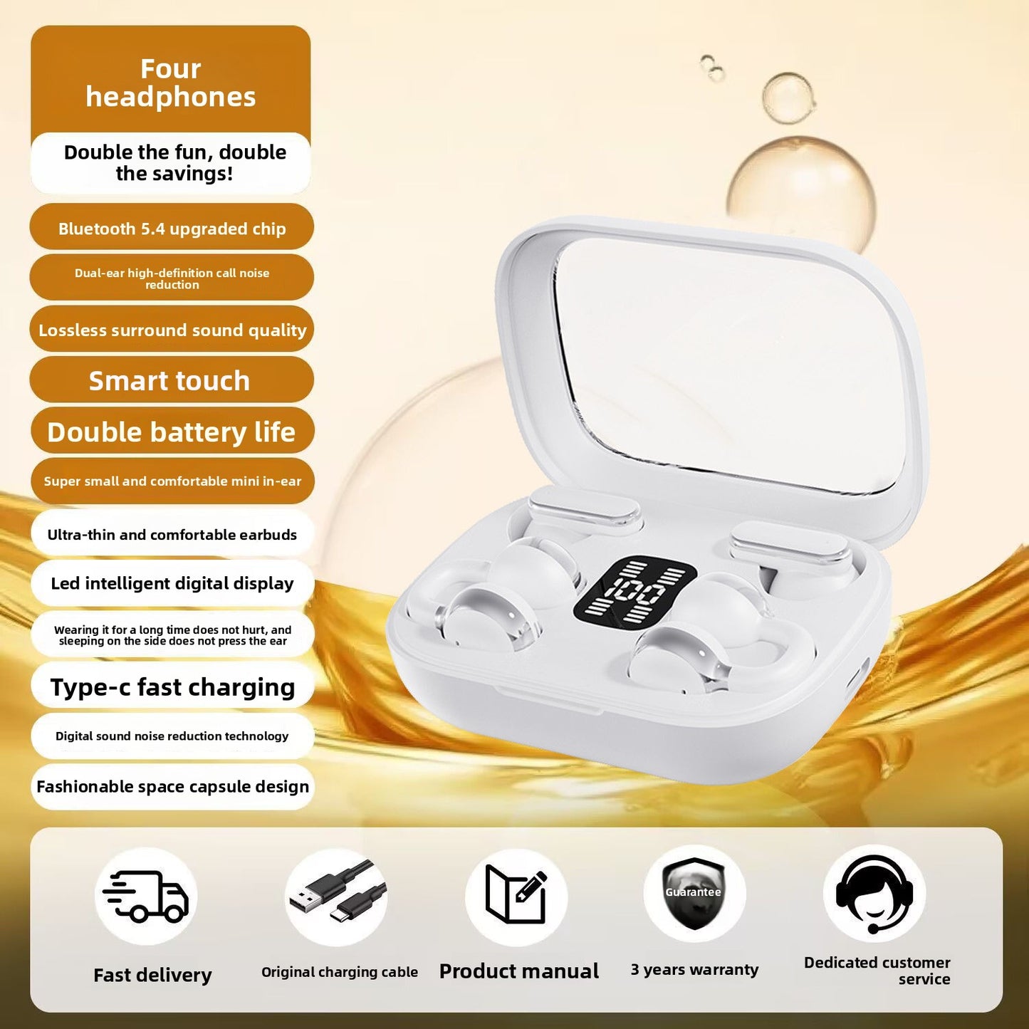 Bluetooth headset ear clip semi-in-ear