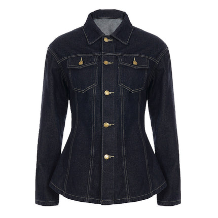 Women's Denim Shirt Jacket Slim Fit Casual Top